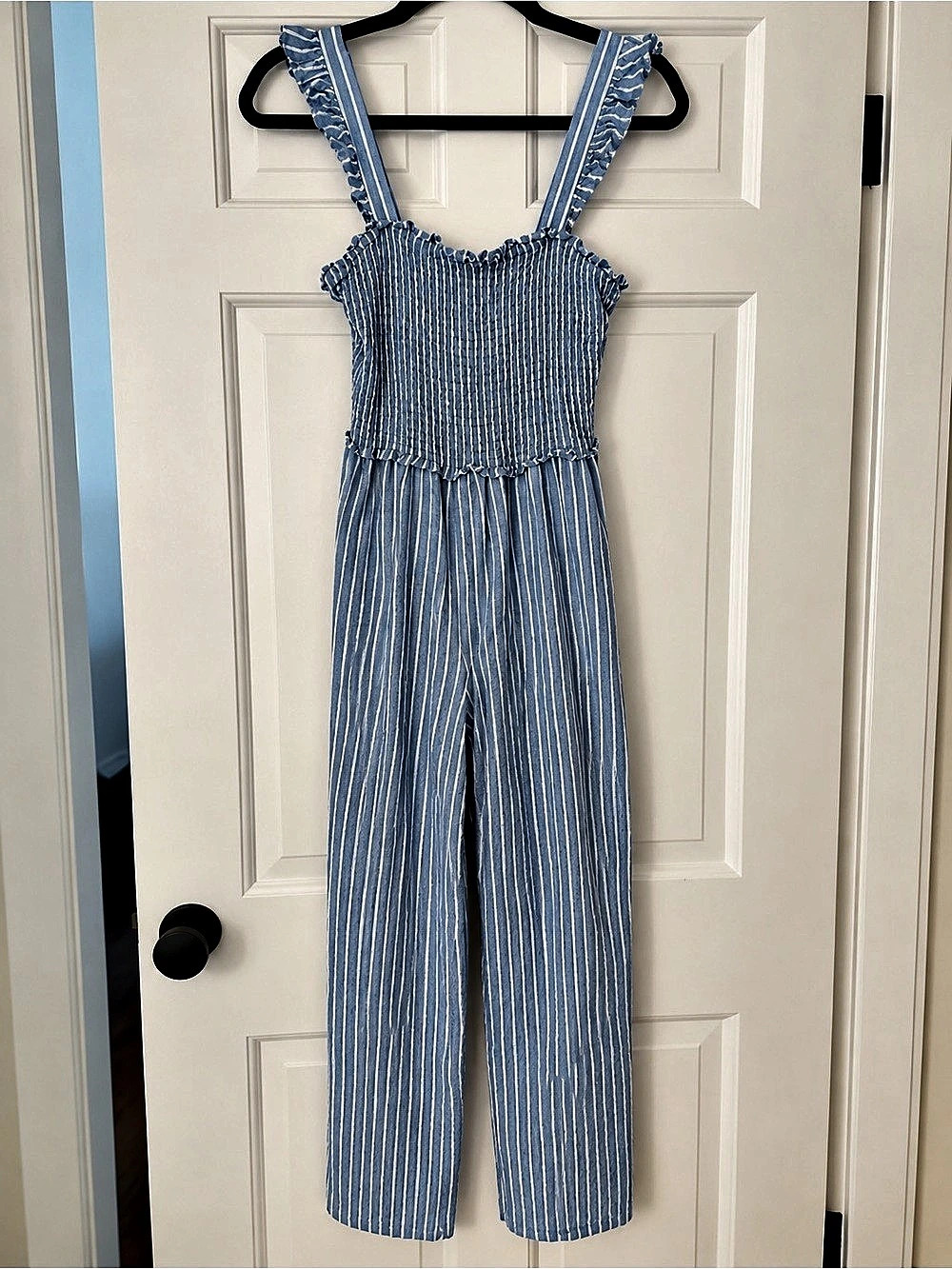 H&M Medium Smocked Striped Jumpsuit Blue & White Medium